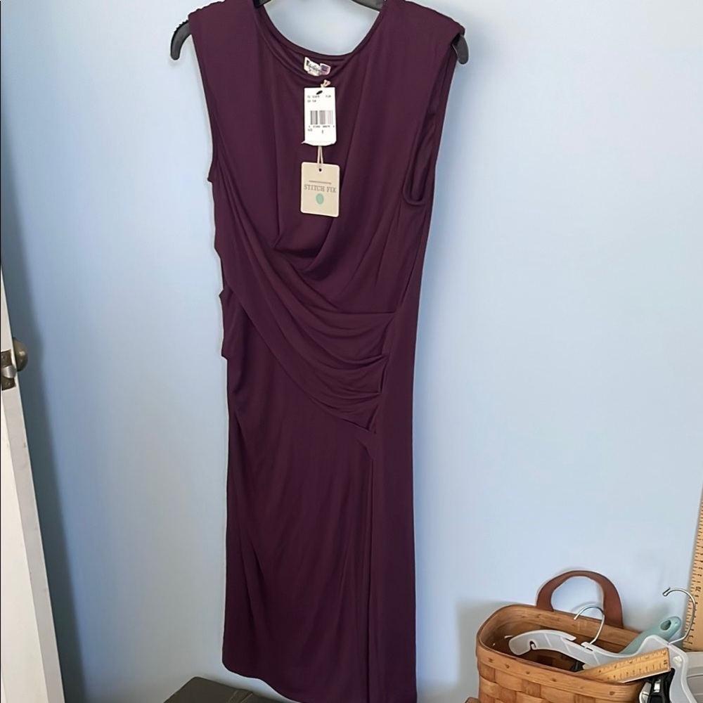 Kut from the Kloth Plum size 6 Sleeveless Dress rushed and draped front NWT